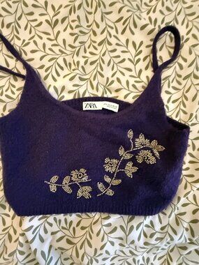 Zara Purple Beaded Camisole — S